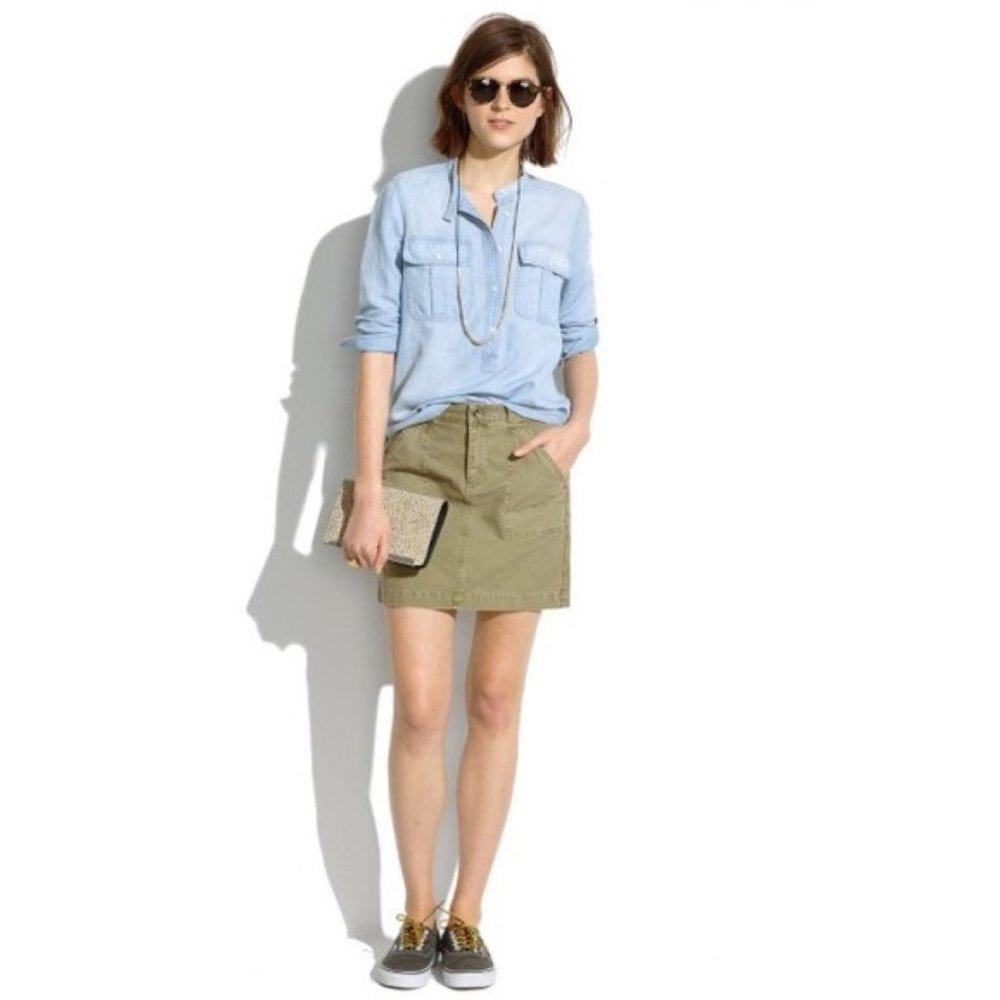 Madewell Walker Cotton Mini in Safari Khaki Light Olive Green Size 0